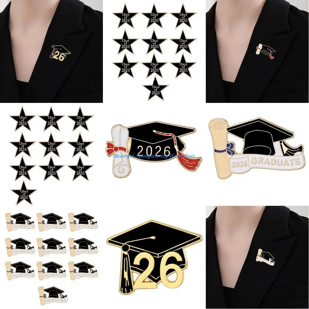 E56A Academic Achievement Badge 2026 Graduation Alloy Doctoral Hat Pin For Students And Educators 25mm Versatile Use