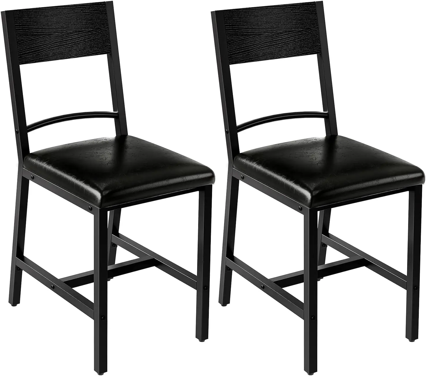 

Dining Chairs Set Of 2, Upholstered Mid Modern Kitchen Dining Room Accent Chairs With Faux Leather Cushion Seat & Metal Legs