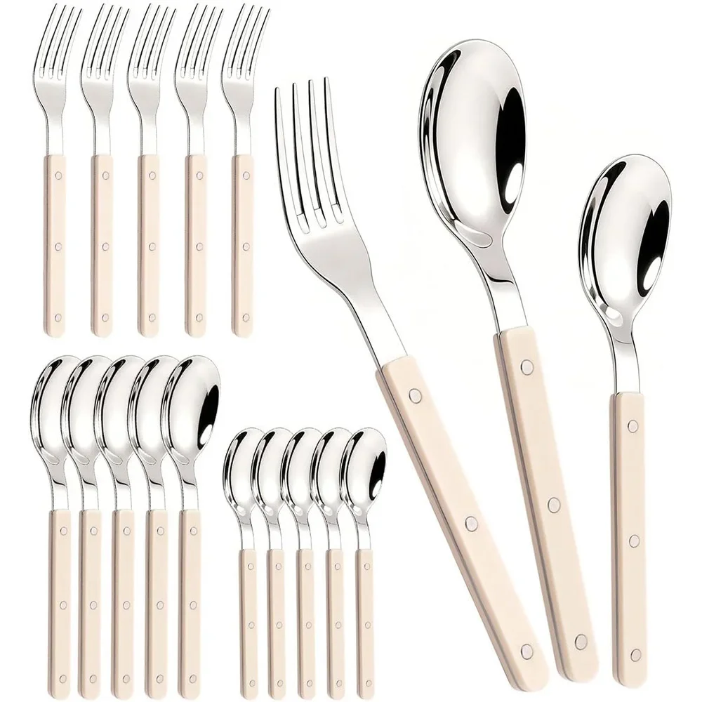 18Pcs ABS Handle Rivets Decoration Cutlery Set Stainless Steels Dinner Set Fork Spoon Western Dinnerware Kitchen Flatware