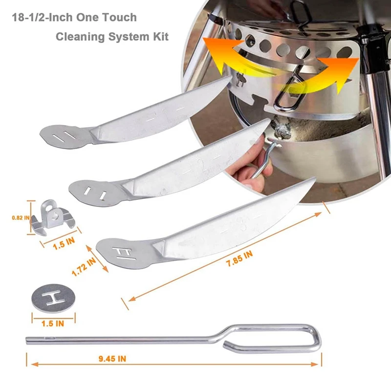 Grills-Kit de système de livres à une touche pour Weber, 1/2, 7443, charbon de bois, grilles de bouilloire, métal, 18-90719 pouces