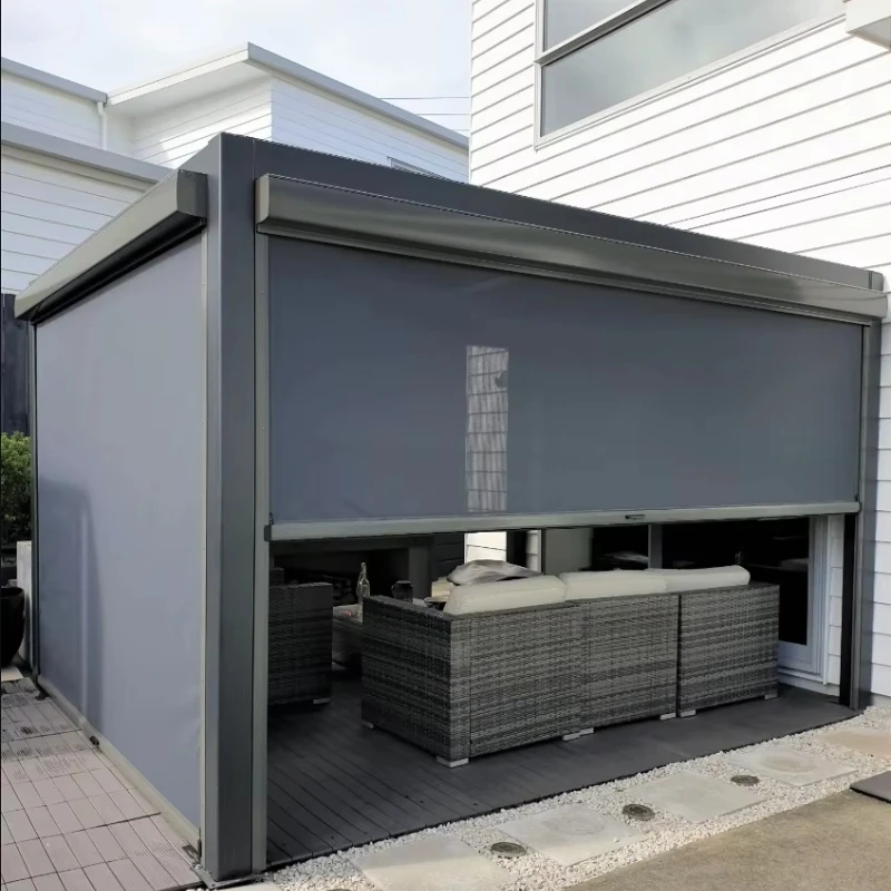 

Patio, Screen, Windproof, Roller Blinds, Garden, Sunshade, Zipper, Track, Electric, Blinds Weaving