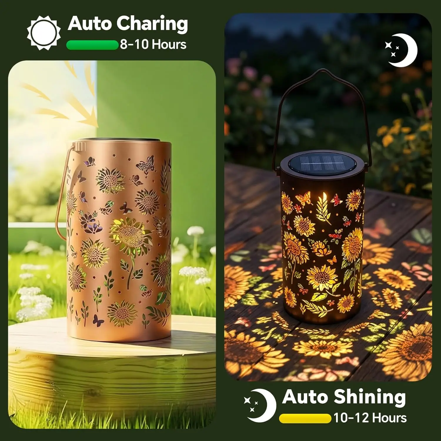 Sunflower Solar Projector Lantern Outdoor Hanging Solar Fairy Lamp Garden Decor Sunflower Solar Light for Yard Lawn Holiday Part