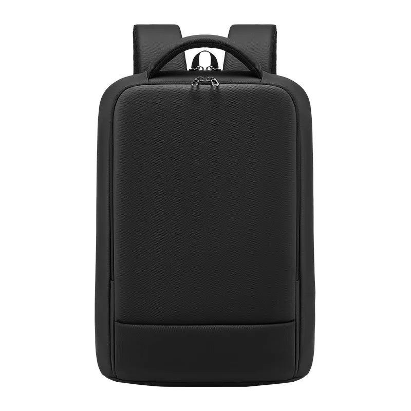 Men 16 Inch Lightweight Laptop Backpack Multifunctional Waterproof PVC Arc Shoulder Strap Solid Color Business Commuter Backpack