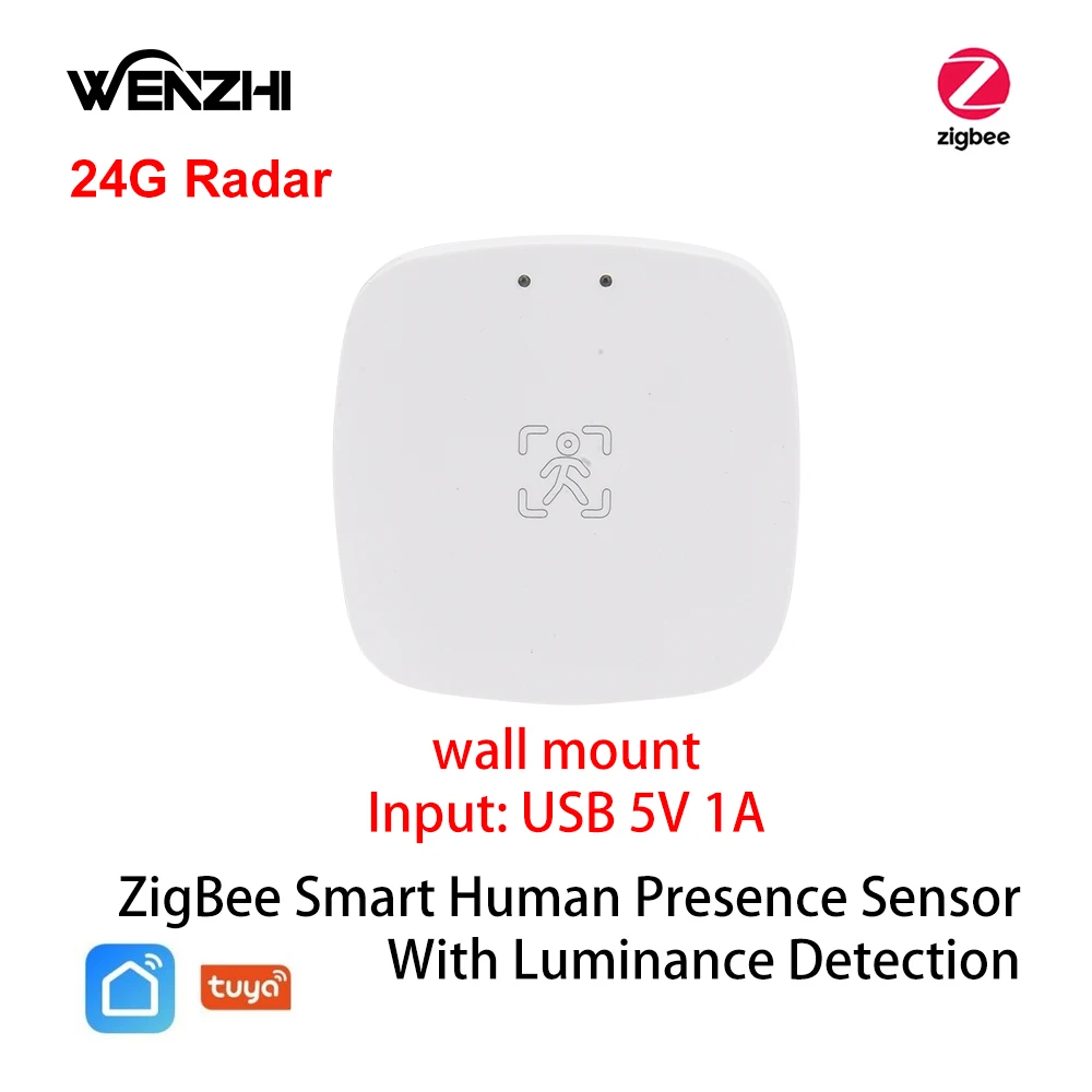 Wifi/ZigBee 5,8/24G MmWave Radar Bewegungssensor für menschliche Anwesenheit mit Helligkeits-/Entfernungserkennung Tuya Smart Life Home Automation