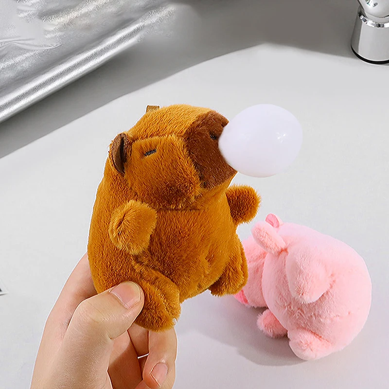 Kawaii Plush Keychain Cute Capibara With Turtle Bag Creative Doll Simulation Capibara Anime Fluffty Toy Birthday Gifts