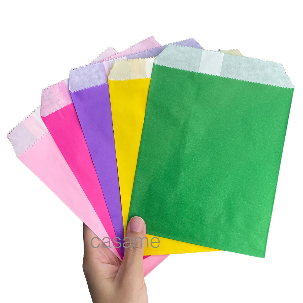 25 Pcs Solid Colorful Kraft Paper Bags Favour Bags Treat Bags Gift Wrapping Baked Goods Bag Party Decorative Paper Bag Wedding