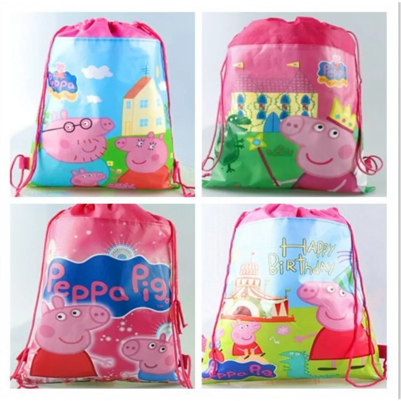 

Peppa Pig Kids Drawstring Backpack Nonwoven Waterproof Storage Bag