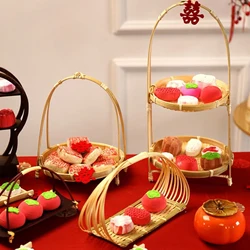 Bamboo Woven Fruit Basket Serving Trays Decor Bread Basket Multipurpose Food Storage Picnics Snack Organizer Kitchen Decor