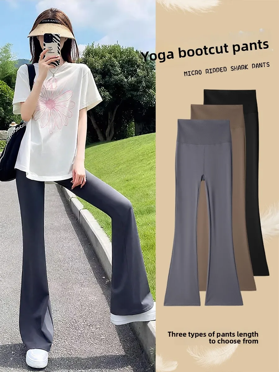 

Slim High Waist Yoga Pants Women's Thin Outerwear arkskin Tight Fitting Bell Bot Leggings for Fitn And Exercise