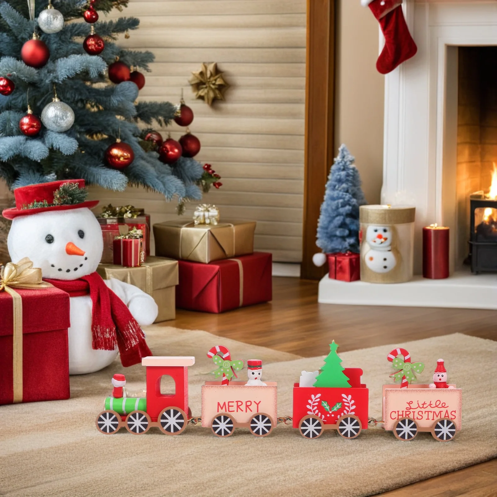 

Mini Christmas Train Painted Wooden Decoration for Xmas Tabletop Festival Holiday Decor Train Decor Christmas Decorations