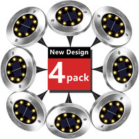 1pc/4pcs Solar Ground Lights 8LED Lighting Outdoor Path Deck Lights for Yard Driveway Lawn Holiday Decor Garden Landscape Lights