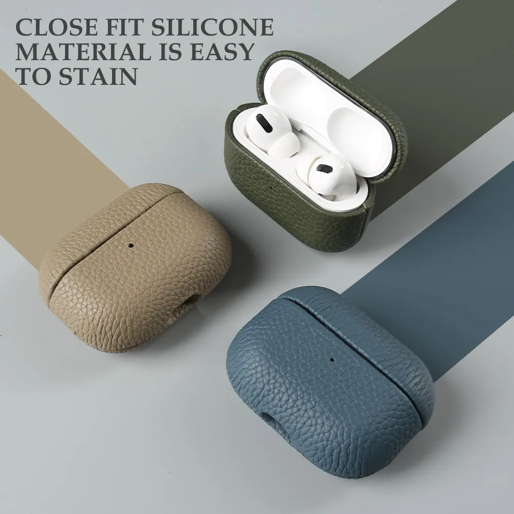 Custodia in vera pelle per Airpods Pro 2 Custodie Airpods 2 3 Borsa Custodia protettiva per auricolari Bluetooth wireless fatta a mano di lusso