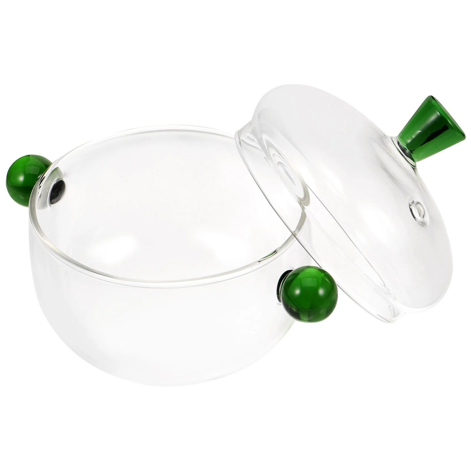 

Clear Glass Stew Bowl Double Handles 350ml Transparent Cooking Pot Kitchen Supplies Soup Bowl for Home Party Restaurant
