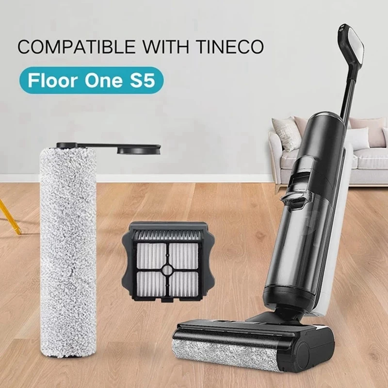 2 Set Replacement Brush Roller And Vacuum HEPA Filter For Tineco Floor ONE S5 Cordless Wet Dry Vacuum Cleaner