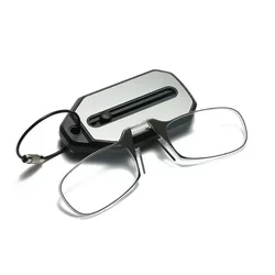 Nose Clip-on Reading Glasses Folding Legless Ultralight Keychain Glasses Men Women Mini Portable Presbyopic Glasses +1.0 To +3.0