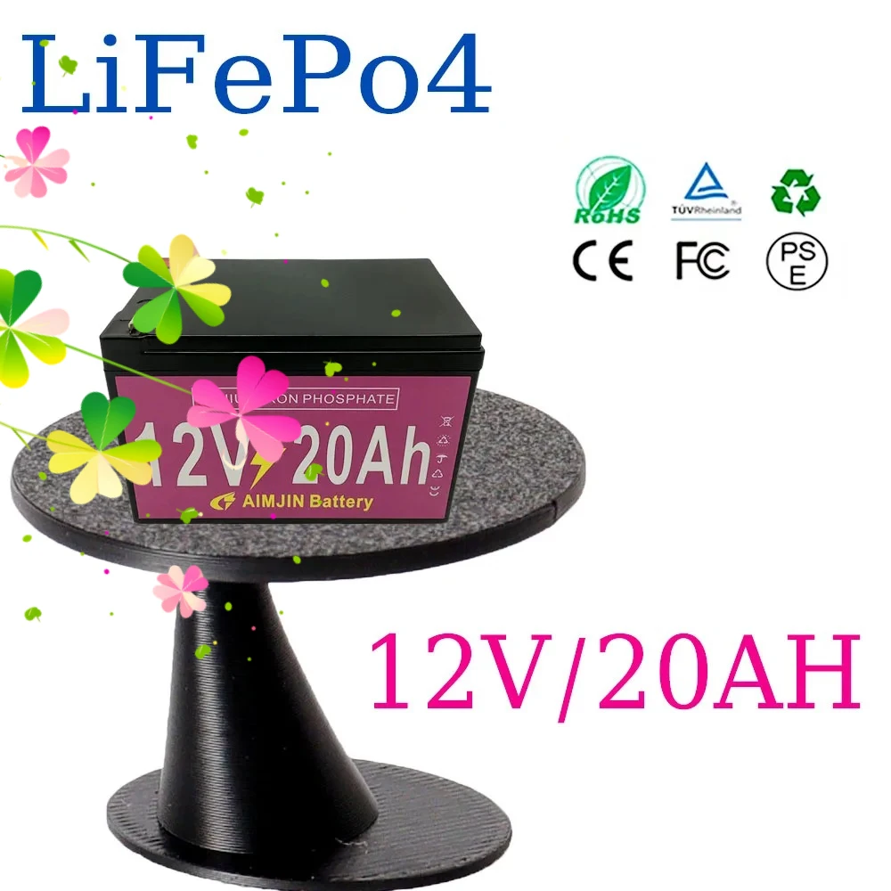 

12.8V LiFePo4 20AH Battery Pack 20000mAh 12V for Kid Scooter Boat Motor Light with Built-in BMS Lithium Iron Phosphate