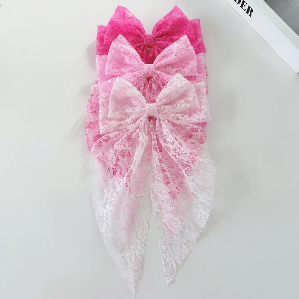 Elegant Lace Bowknot Hair Clip Sweet Ribbon Spring Barrettes Fashion Women Hairpin Fairy Style Accessory For Daily Party