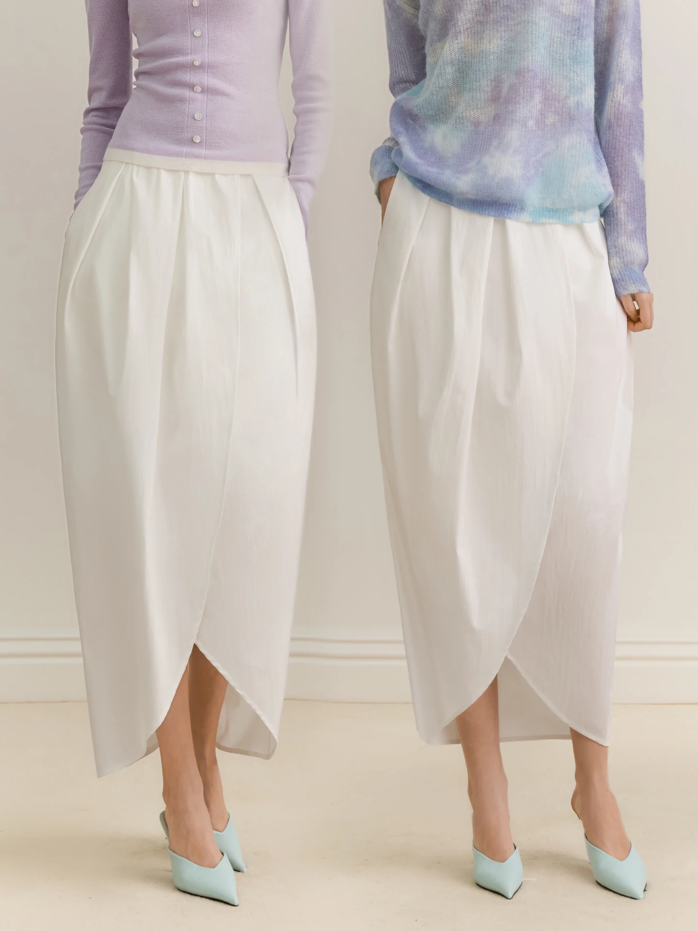 

Оригинальная женская юбка AEL Tulip Bud, модная весенняя новинка, романтическая белая юбка с высокой талией из смесовой хлопковой ткани