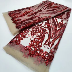 Accessori retrò simmetrici di alta qualità Totem ricamo tessuto di pizzo con paillettes abito da sera da donna addensare materiale brillante denso