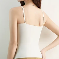 Débardeur long femme tendance à col en V, dos élégant, avec soutien-gorge intégré et bonnets fixes, pour l'été, à porter seul ou en sous-vêtement 3