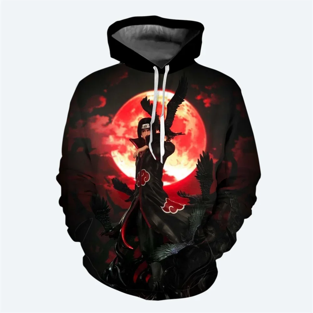 MINISO Men's Hoodie Uchiha Itachi Boys Girls Hoodie 3D Print Oversized Pullover Anime Men's Hoodie Fashion Naruto Men's Clothing