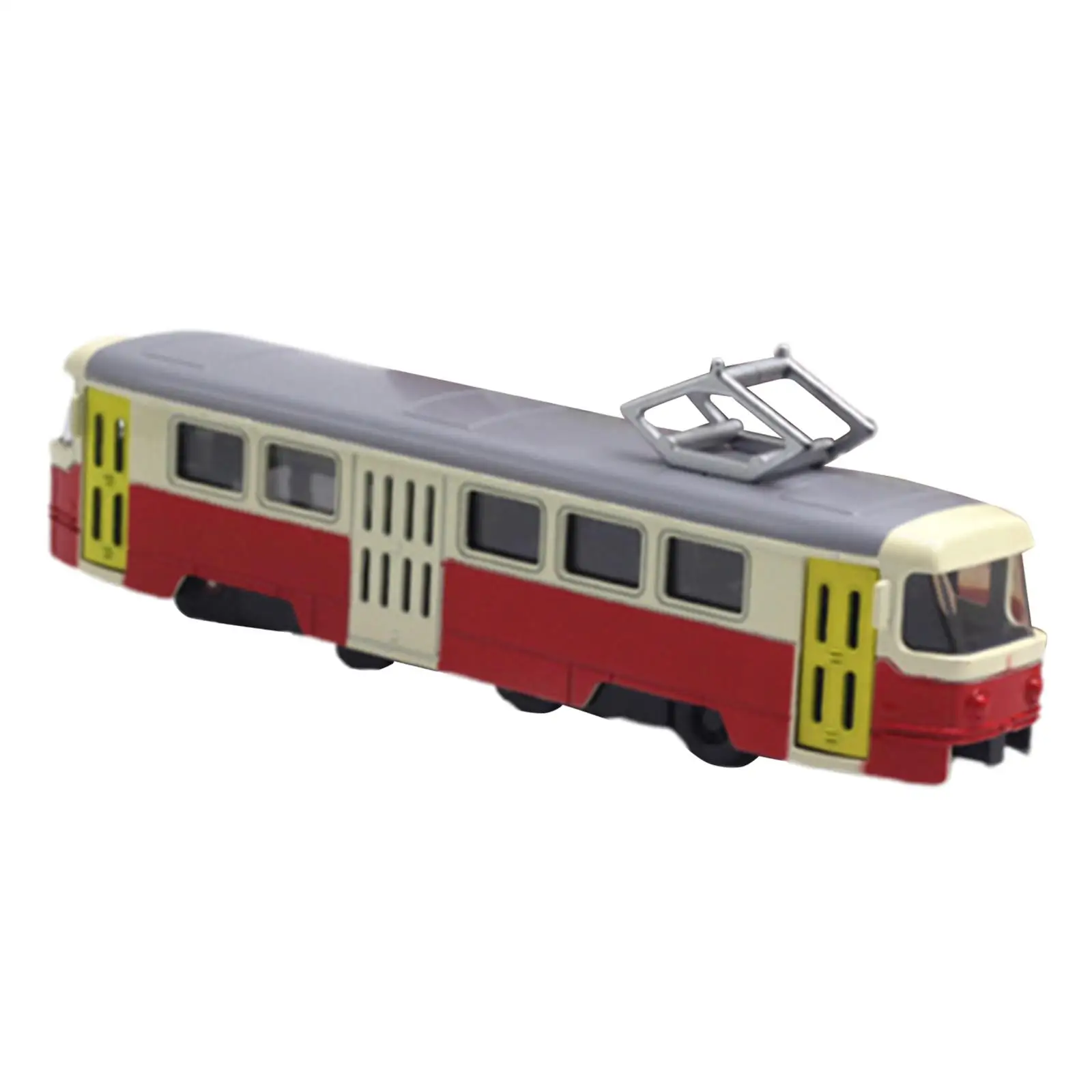Toy Tram Model with Open Doors Light and Music Pull Back Function Miniature Vehicle for Collector Display Gift
