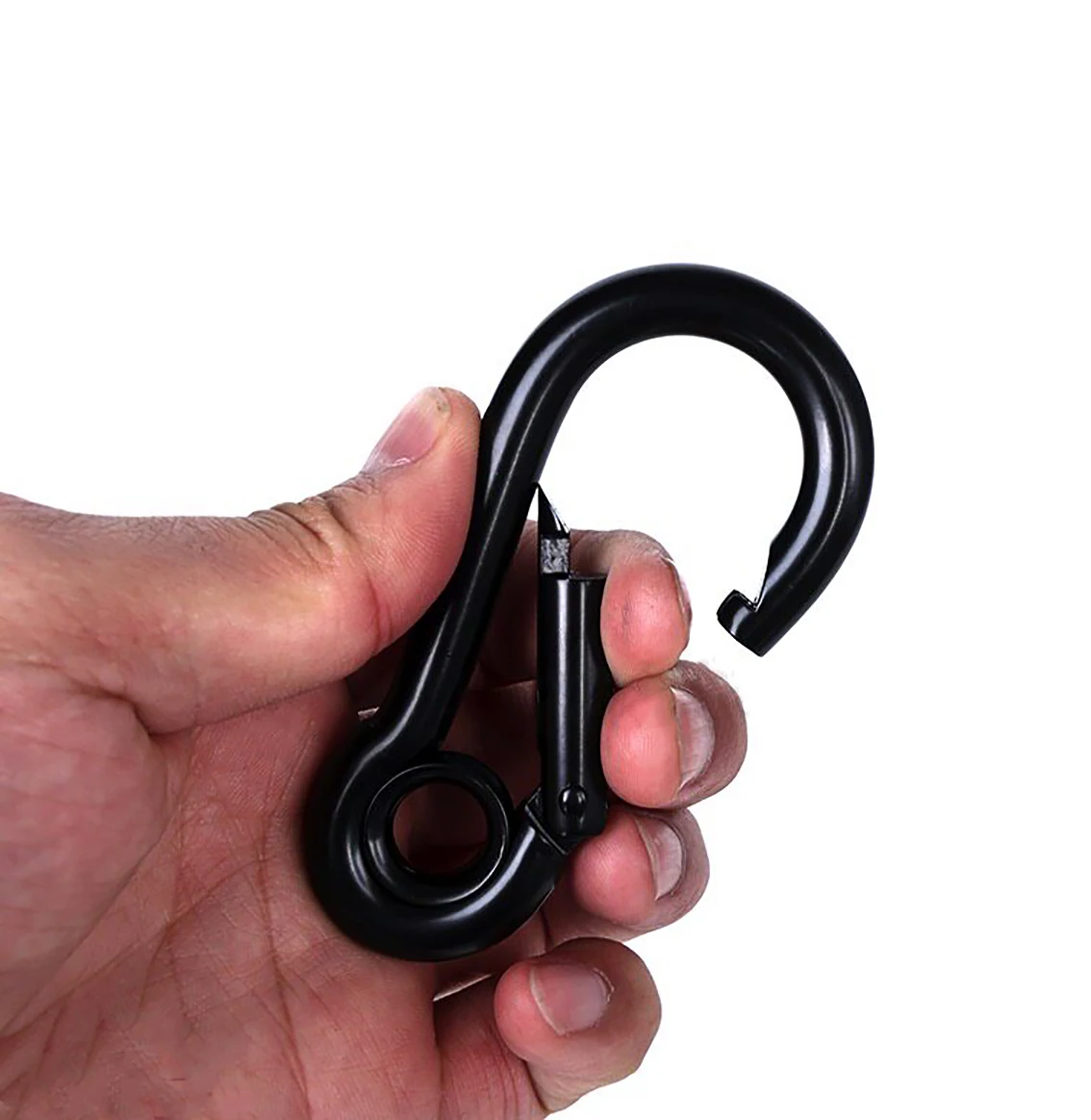 1Pcs Black 304 Stainless Steel Spring Snap M4 M5 M6 M7 M8 M9 M10 M11 M12 Carabiner Load Bearing Buckle Key Ring Hook