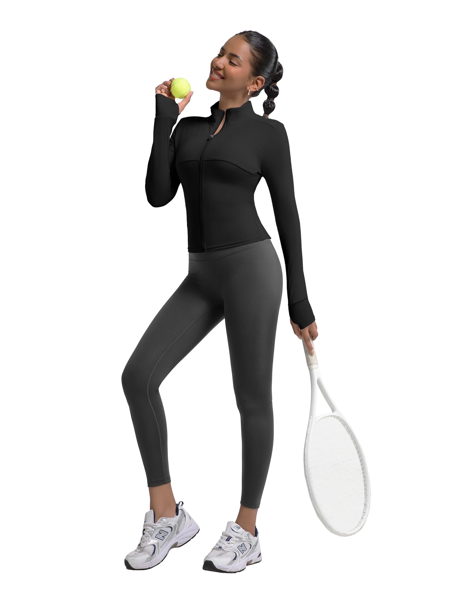 เสื้อแจ็คเก็ตออกกำลังกายผู้หญิง น้ำหนักเบา แบบซิป เสื้อโยคะ ทรงครอป แอธเลติก ทรงเข้ารูป