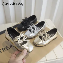 Bow Solid Baby Girls Ballet Flats PU Leather Elastic Band Kids Flats Shoes Fashion Soft Sole Shallow Children Princess Shoes