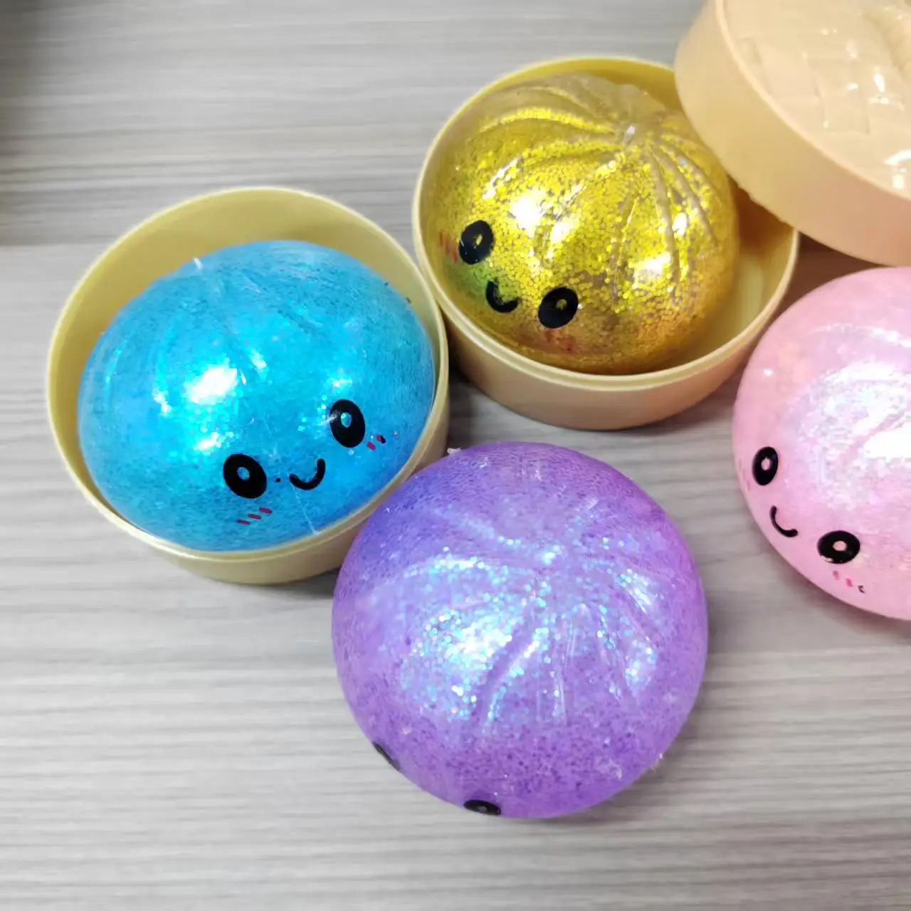 NEW! Push Bubble Colorful Dumpling Squishes Stress With Steamer Cute Anxiety Toy Soft Decompression Dough For Adults Prospector