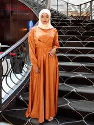 Ramadan Eid Fashion Was Thin Muslim Dress Soft Robe Musulmane Abaya Elegant Silky Muslim Arab Worship Service Clothing WY1474