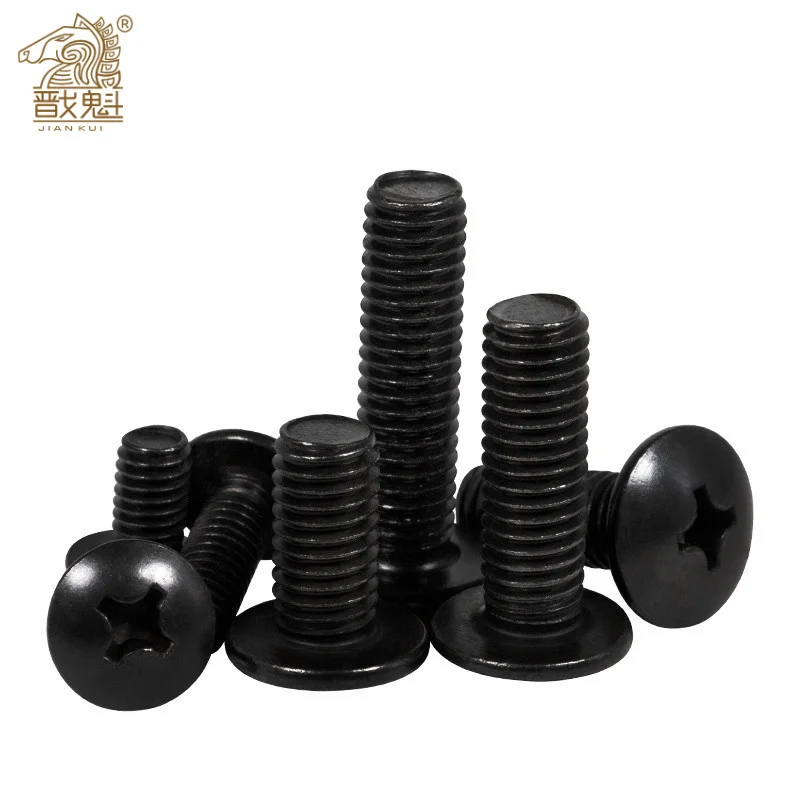 10/20/50/100 PCs M2.5 m3 M4 M5 M6 TM cross recessed cheese head screw black plated carbon steel screw