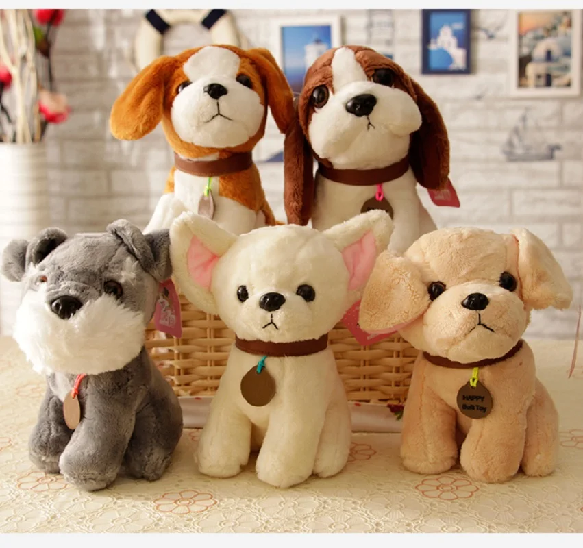 Peluche de Cachorro de Husky, Schnauzer, Chihuahua, Saint Bernard, Basset Hound, Adorable Juguete de Peluche, Regalo de Cumpleaños para Niña o Niño, 1 Pieza