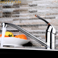 Hotaan Modern Kitchen Sink Faucet Mixer Cold and Hot Tap Single Hole Water Tap Rotate 360 Degrees Chrome Plated