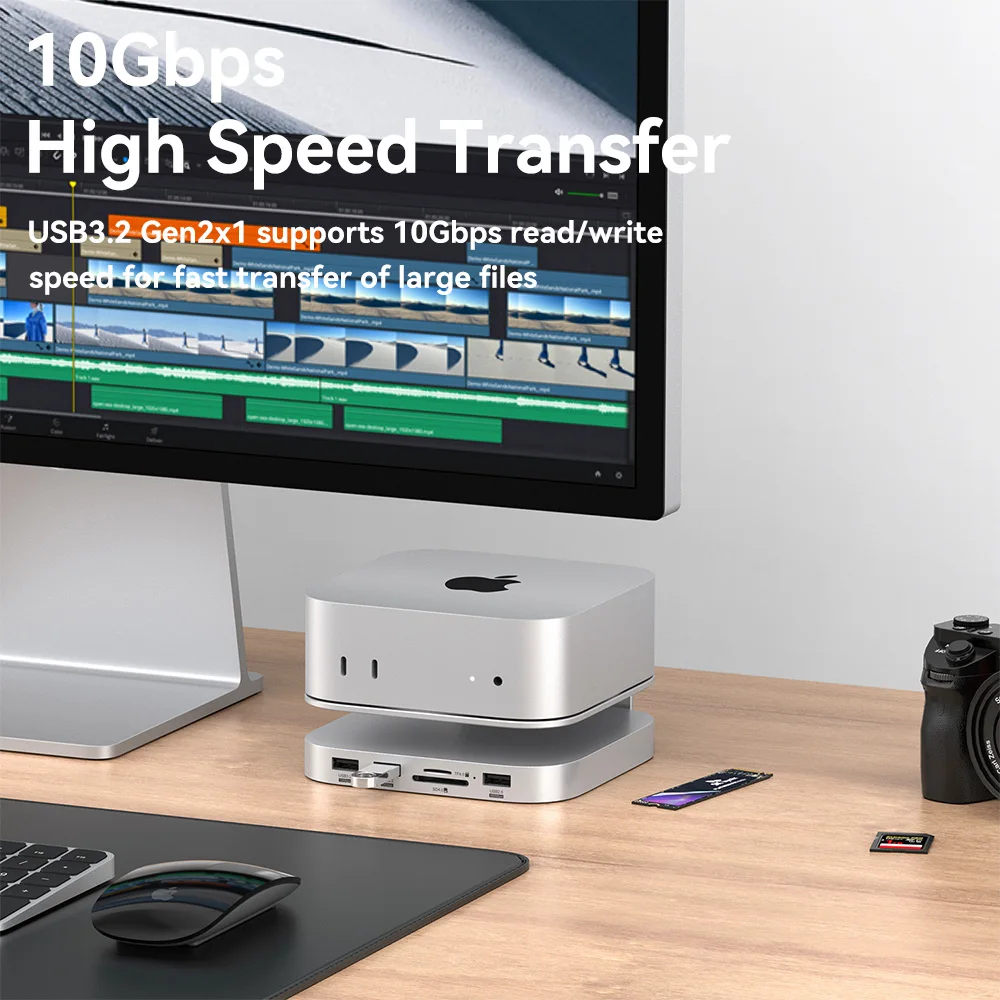 Colorii.CC USB C Hub with M.2 Enclosure Type C Docking Station NVME M.2 SSD Case HDMI 4K@60Hz M4 for Mac Mini M4 Pro