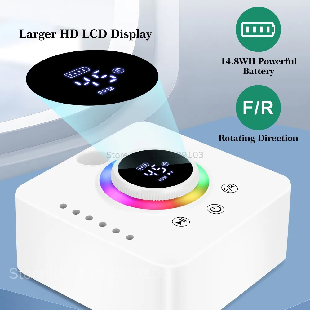 Conjunto de lixadeira de unhas 45000rpm, moinho para manicure com display led, baixo ruído, broca elétrica para manicure, acessórios e ferramentas