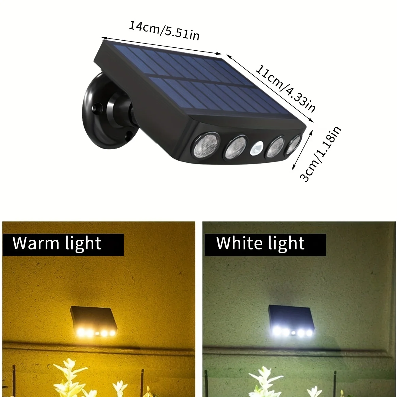 2PC Solar Outdoor Light Motion Sensor Flood Lights Camera Design 4 Big LED Beads IP65 Waterproof for Wall Farm Chicken Coop Lamp