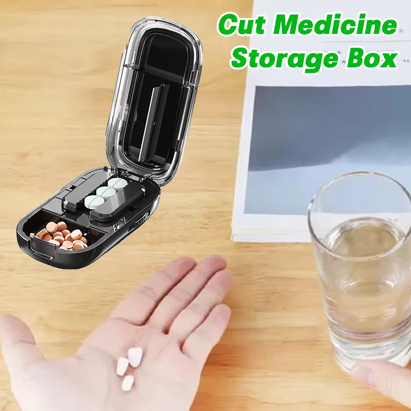 

New Quartering Pill Cutter Storage Box Adjustable Portable Drug Tablet Medicine Dustproof Divider Organizer Crusher Pill Cutter