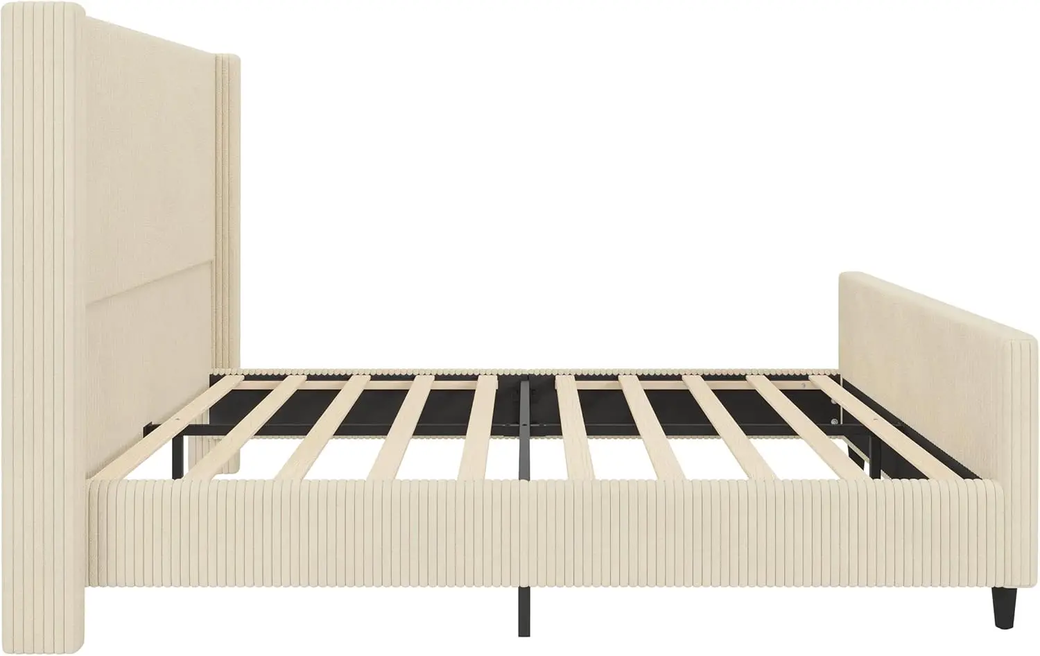 إطار سرير سروال قصير مع لوح رأسي طويل القامة 50.7 بوصة وشريط عمودي مع لوح قدم مرتفع ومنصة منجدة لغرفة النوم N