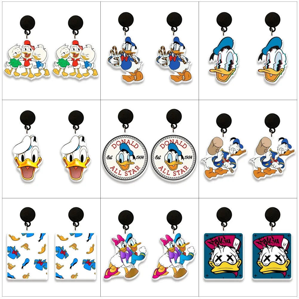 Cartoon Cute Disney Donald Duck Stud Earring Design Earrings Women Girl Kids Party Gift Jewelry Accessories Decoration