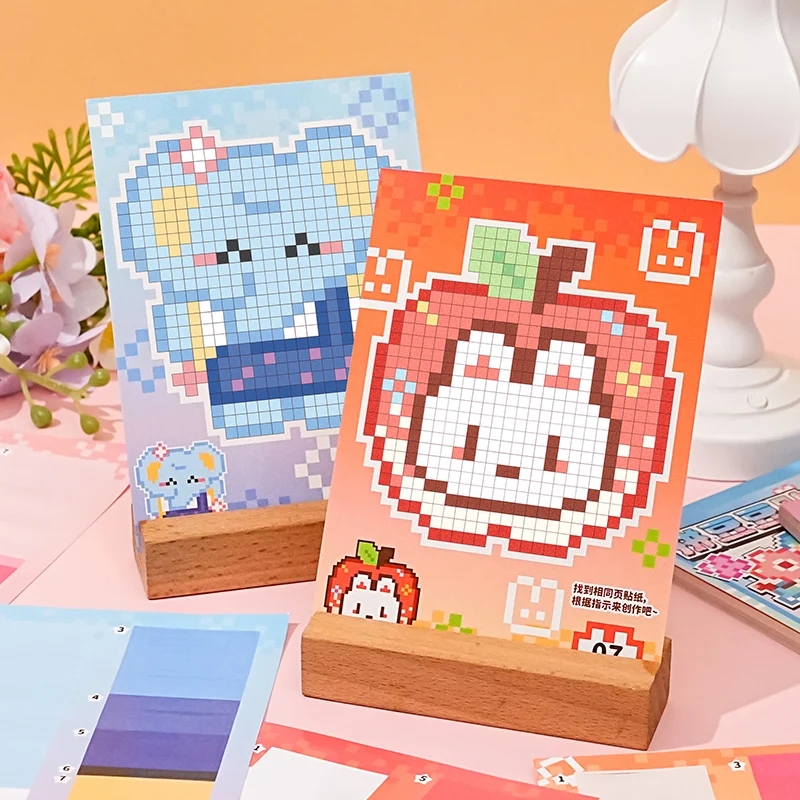 

Card Lover 22 Pcs [Bead Mosaic Sticker Book Series] Washi Paper Animals Jewelry Cartoon Style Pixel Collage Stationery Stickers