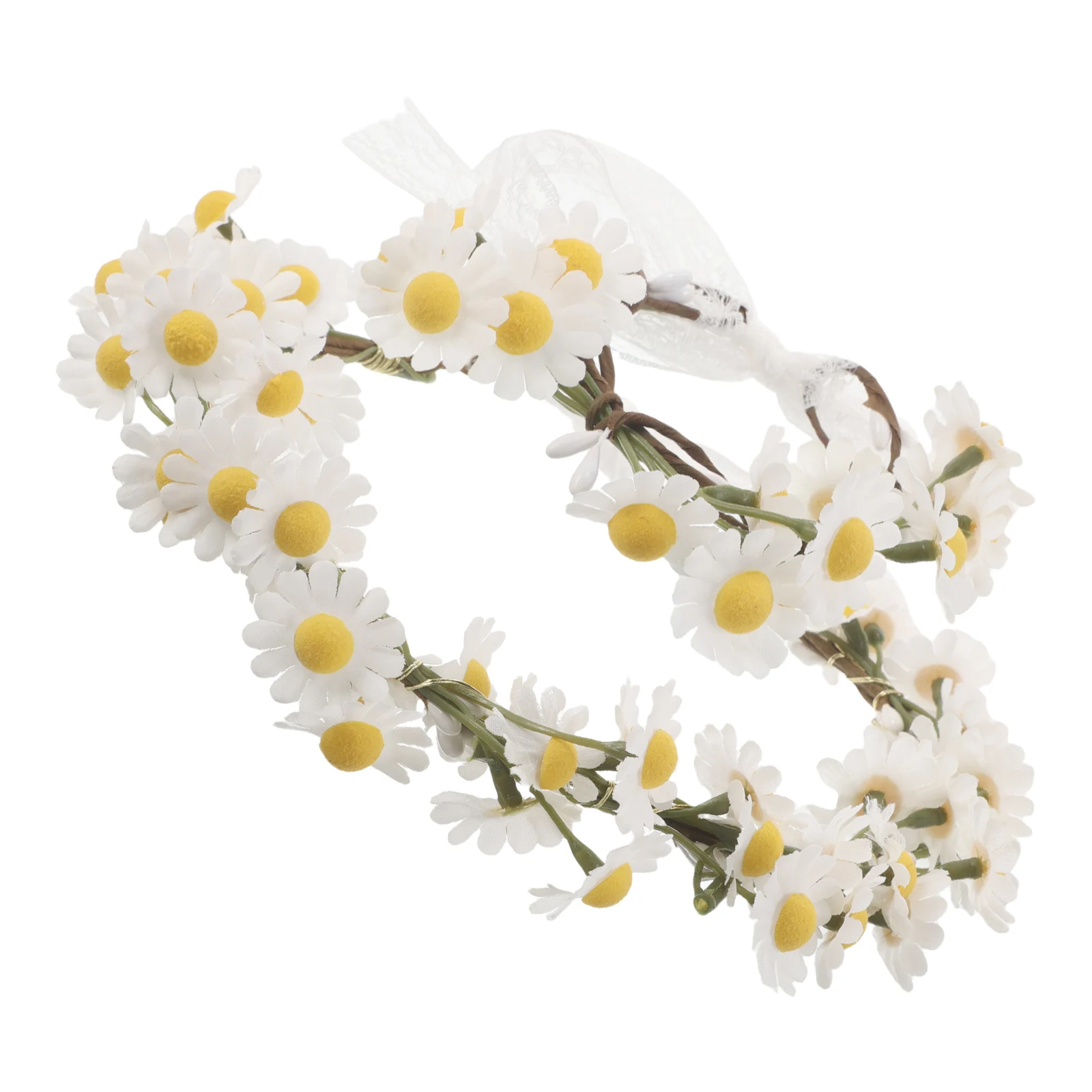 

1 Set Daisy Hair Wreath Wristband Fabric Flower Crown For Women Wedding Party Festival Photo Props Adjustable Bridal Floral