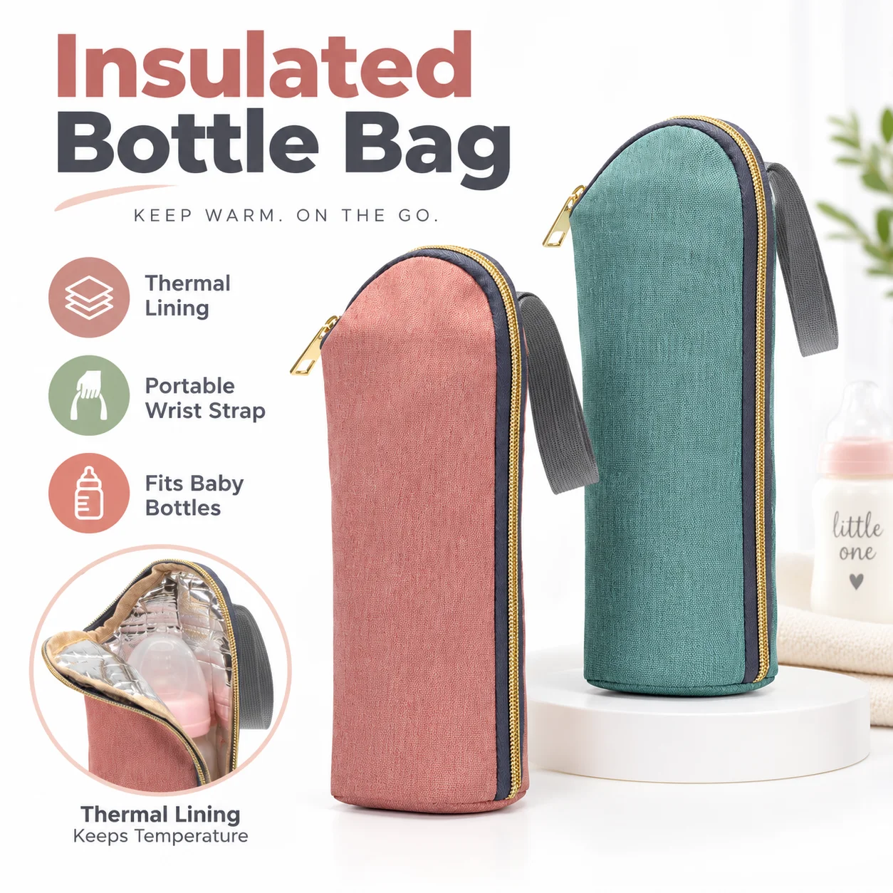 Borsa termica portatile per biberon, custodia isolante per biberon