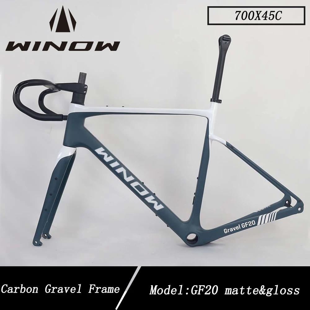 

Winowsports Gravel Bike Carbon Frame 700C*45C BB386 Flat Mount Disc Brake Road Bike Frames Full Hidden Cable Gravel Frameset