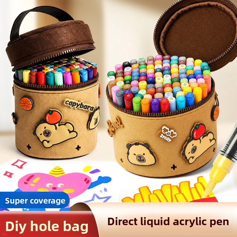 conjunto-de-canetas-marcadoras-acrilicas-capybara-kids-canetas-de-tinta-a-prova-d'Agua-e-de-secagem-rapida-com-bolsa-de-armazenamento-para-artes-e-artesanato-escolar