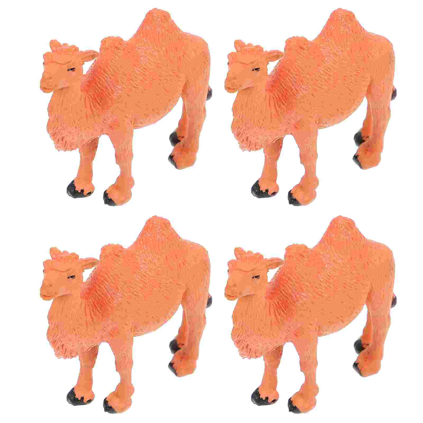 4 Uds. Modelos de camello en miniatura, estatuilla de camello de PVC, modelo Animal, adornos de escritorio, juguete para niños, figura de camello, modelo animal de simulación