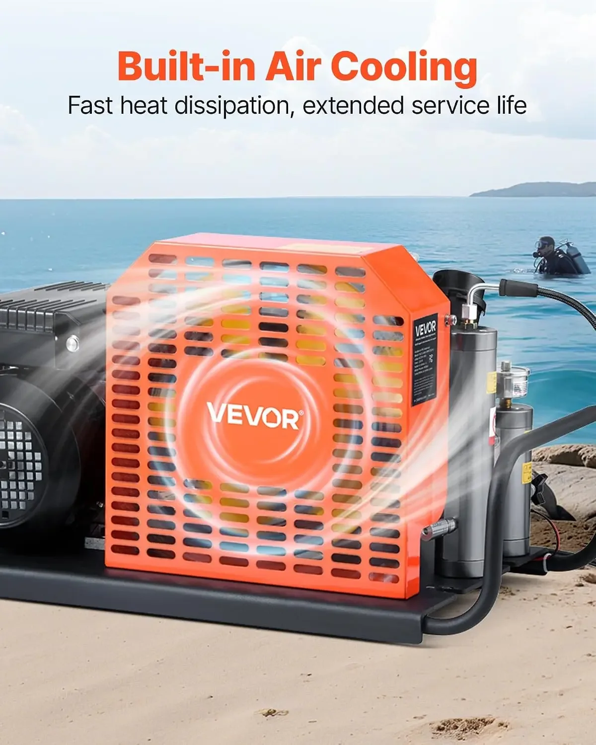 PCP Air Compressor, 4500PSI/30Mpa Diving Scuba Tank Air Compressor, 60 L/min Four-Cylinder Auto Stop PCP Rifle Compressor Pump w