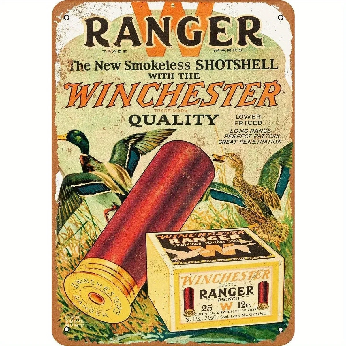 Signe en metal-coquilles de fusil de chasse Winchester Ranger-panneau decoratif Vintage en étain en metal parfait pour la mai #1