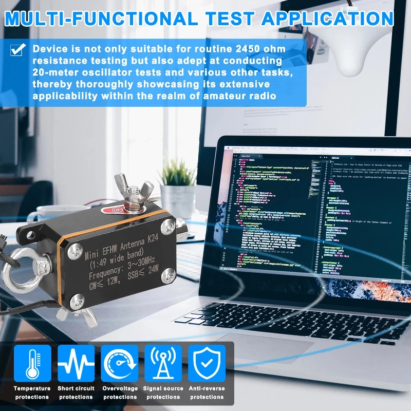 

Hot Sell K24 EFHW Antenna 3-30MHz - Portable End-Fed Half Wave Shortwave Antenna with Wideband Coverage & Cloth Storage Bag