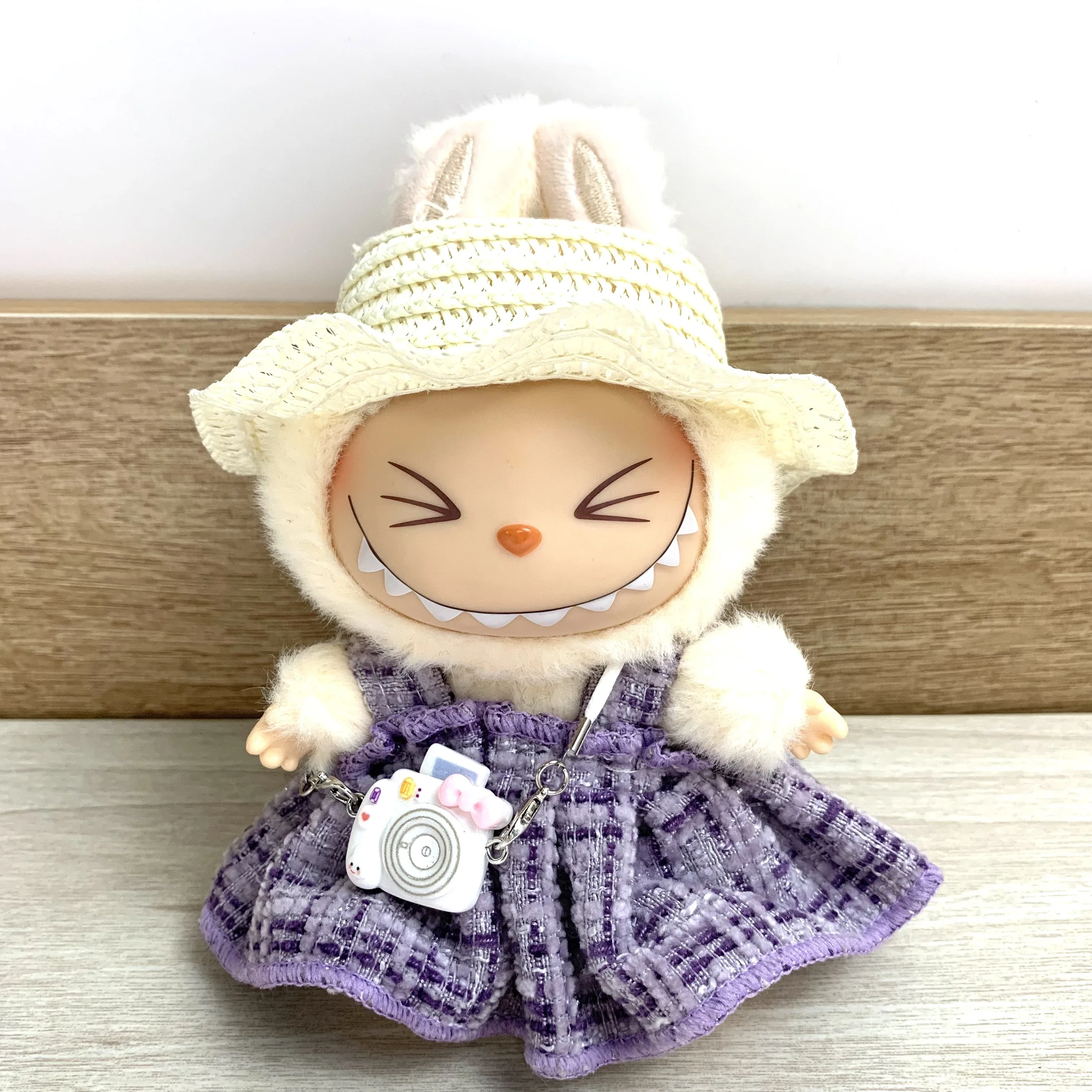Clothes for Labubu  For Doll Clothes Set V1 V2 Doll Clothing Accessories purple Simple Fragrant Skirt & Hat Outfit